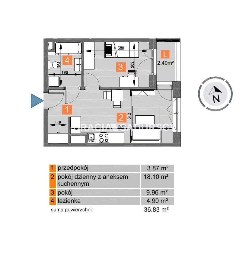 2 pokoje, mieszkanie 36,83 m², piętro 7, oferta nr , BS2-MS-297167-259, Kraków, Mistrzejowice, os. Piastów