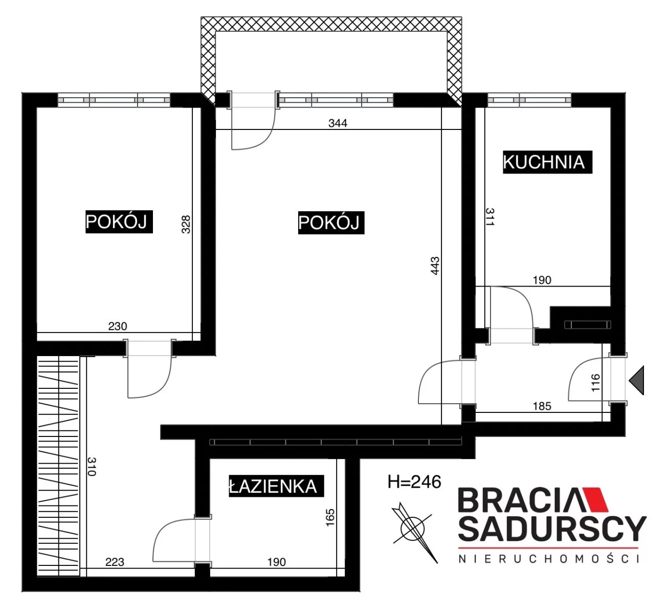 2 pokoje, mieszkanie 41,00 m², piętro 4, oferta nr , BS3-MS-306460, Kraków, Krowodrza, Racławicka