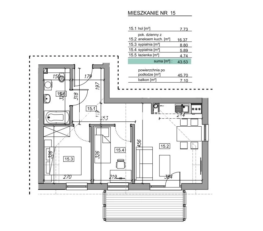 2 pokoje, mieszkanie 45,45 m², piętro 3, oferta nr , BS2-MS-305789, Myślenice, Słowińska