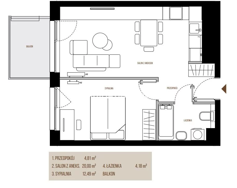 2 pokoje, mieszkanie 50,95 m², piętro 3, oferta nr , BS2-MS-305285, Kraków, Łagiewniki-Borek Fałęcki, Łagiewniki, Wadowicka
