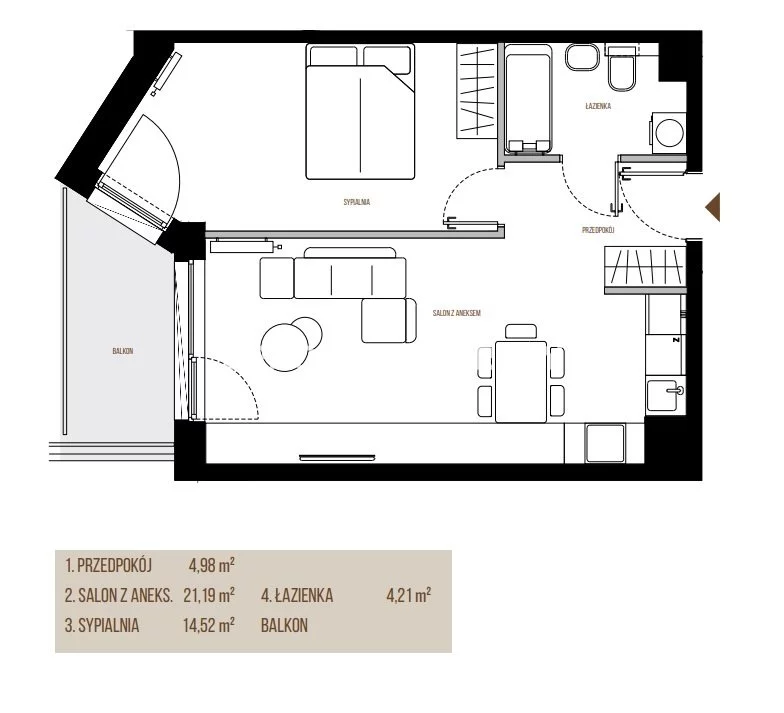 2 pokoje, mieszkanie 44,90 m², piętro 1, oferta nr , BS2-MS-305210-1, Kraków, Łagiewniki-Borek Fałęcki, Łagiewniki, Wadowicka