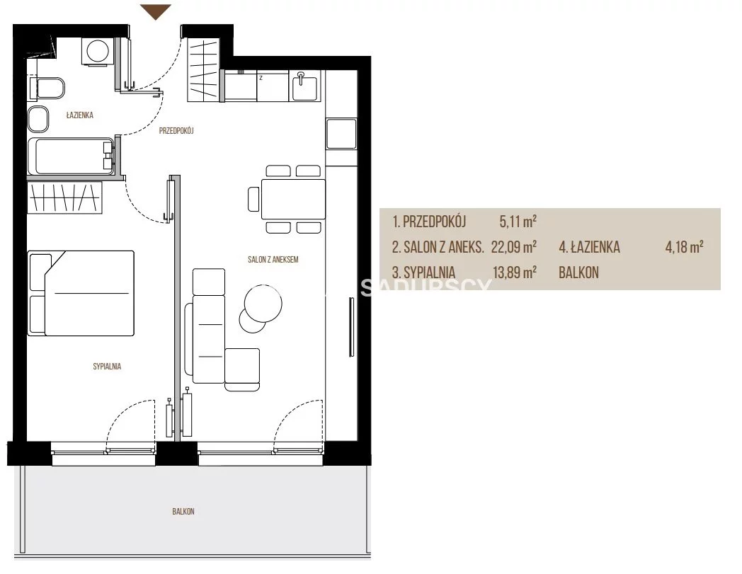 2 pokoje, mieszkanie 45,27 m², piętro 3, oferta nr , BS2-MS-305404, Kraków, Łagiewniki-Borek Fałęcki, Łagiewniki, Wadowicka