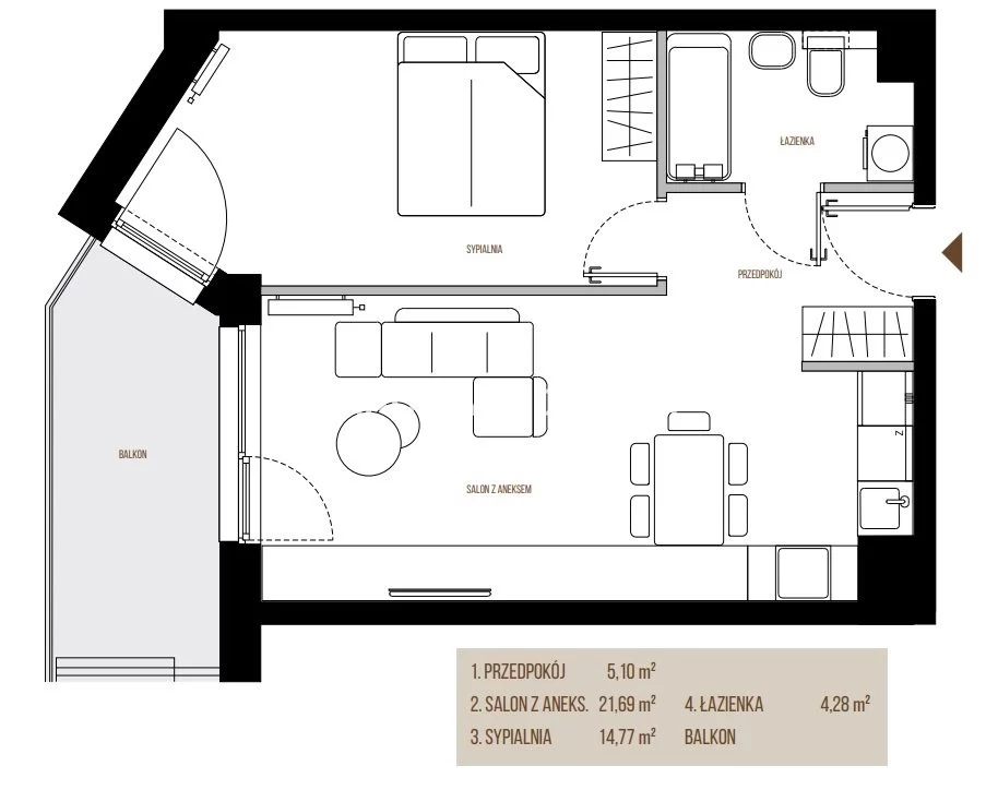 2 pokoje, mieszkanie 45,84 m², piętro 4, oferta nr , BS2-MS-305350, Kraków, Łagiewniki-Borek Fałęcki, Łagiewniki, Wadowicka