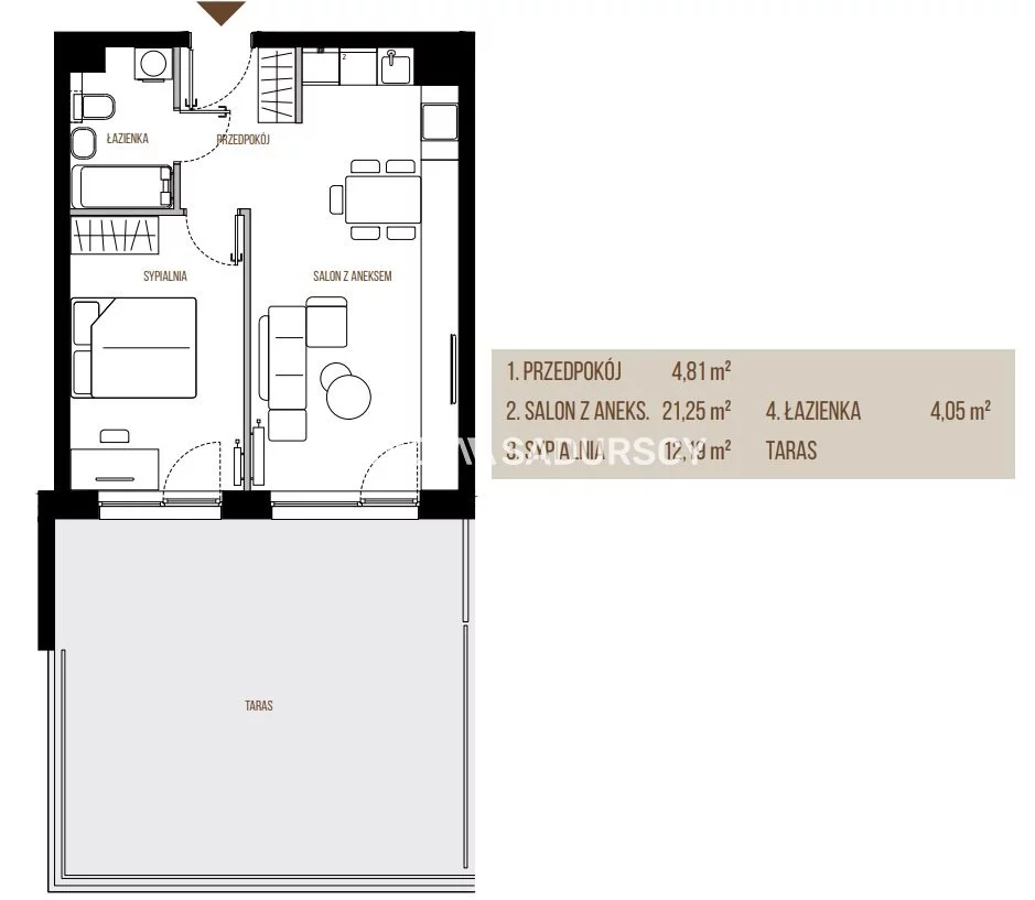 2 pokoje, mieszkanie 42,30 m², piętro 1, oferta nr , BS2-MS-305363, Kraków, Łagiewniki-Borek Fałęcki, Łagiewniki, Wadowicka