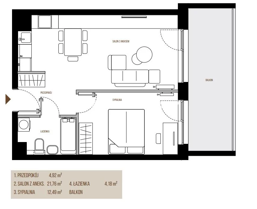 2 pokoje, mieszkanie 43,35 m², piętro 4, oferta nr , BS2-MS-305347, Kraków, Łagiewniki-Borek Fałęcki, Łagiewniki, Wadowicka