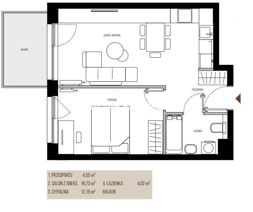 2 pokoje, mieszkanie 40,49 m², piętro 1, oferta nr , BS2-MS-305202-14, Kraków, Łagiewniki-Borek Fałęcki, Łagiewniki, Wadowicka