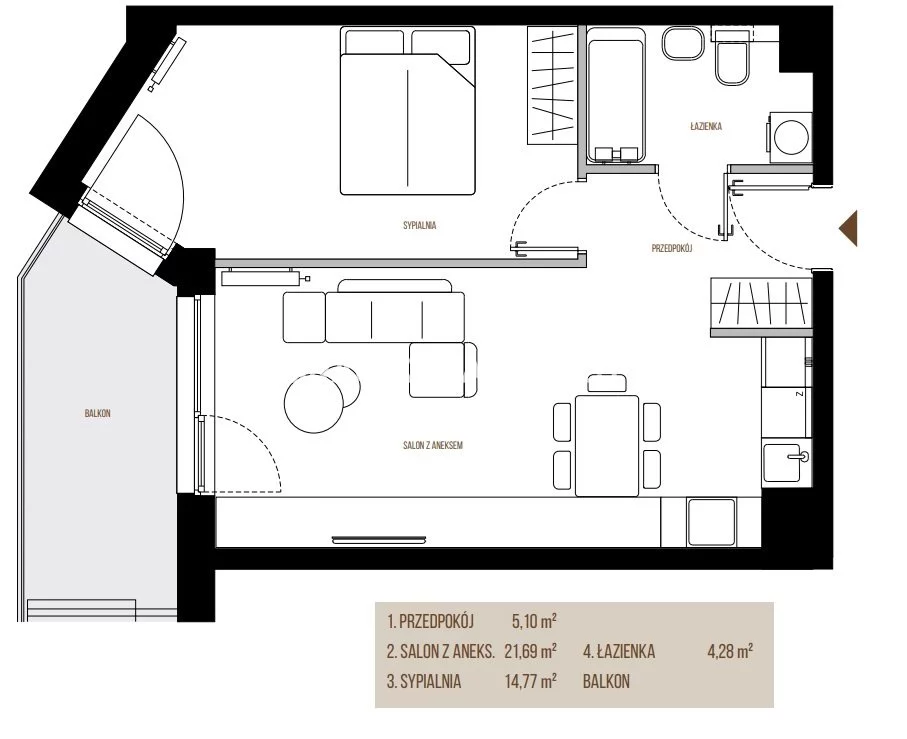 2 pokoje, mieszkanie 45,84 m², piętro 2, oferta nr , BS2-MS-305289-14, Kraków, Łagiewniki-Borek Fałęcki, Łagiewniki, Wadowicka