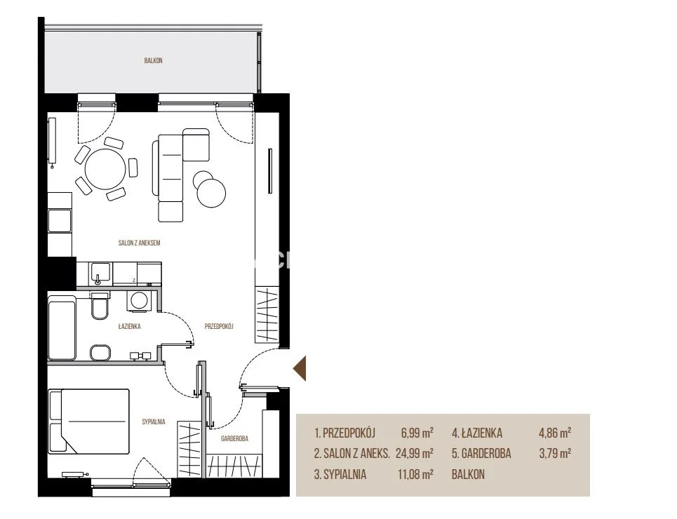 2 pokoje, mieszkanie 51,71 m², piętro 5, oferta nr , BS2-MS-305649-13, Kraków, Łagiewniki-Borek Fałęcki, Łagiewniki, Wadowicka