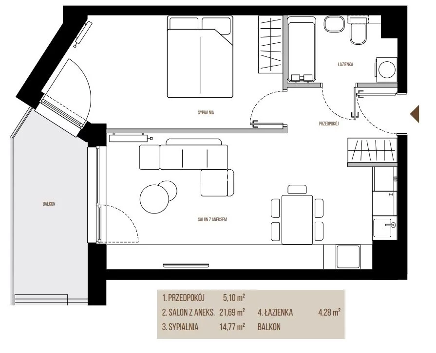 2 pokoje, mieszkanie 45,84 m², piętro 3, oferta nr , BS2-MS-305344-13, Kraków, Łagiewniki-Borek Fałęcki, Łagiewniki, Wadowicka