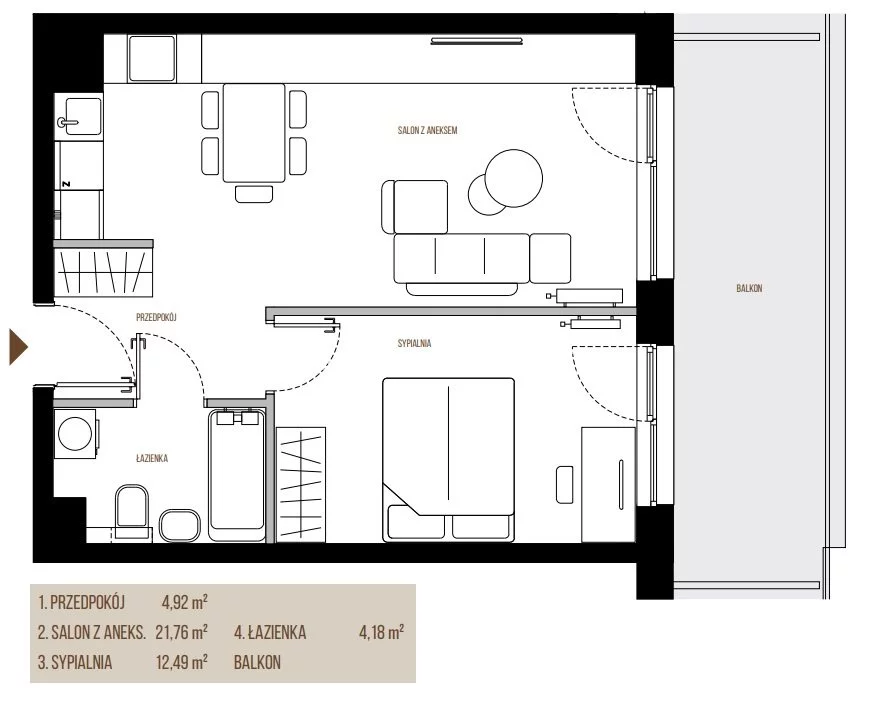 2 pokoje, mieszkanie 43,35 m², piętro 5, oferta nr , BS2-MS-305354-13, Kraków, Łagiewniki-Borek Fałęcki, Łagiewniki, Wadowicka
