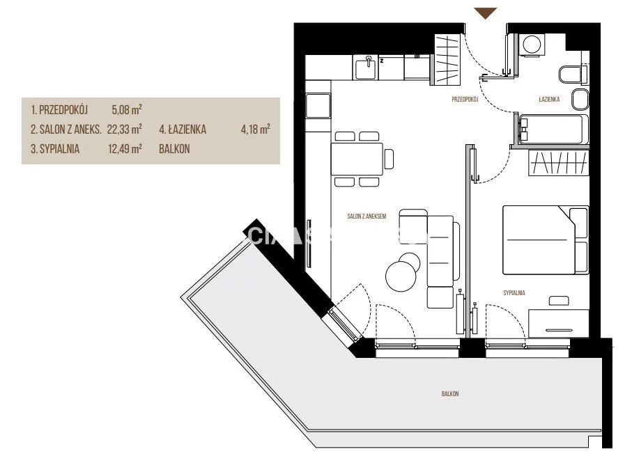 2 pokoje, mieszkanie 44,08 m², piętro 1, oferta nr , BS2-MS-305368-13, Kraków, Łagiewniki-Borek Fałęcki, Łagiewniki, Wadowicka