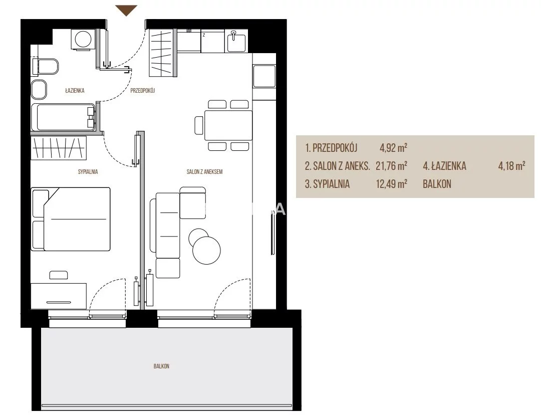2 pokoje, mieszkanie 43,35 m², piętro 4, oferta nr , BS2-MS-305381-13, Kraków, Łagiewniki-Borek Fałęcki, Łagiewniki, Wadowicka
