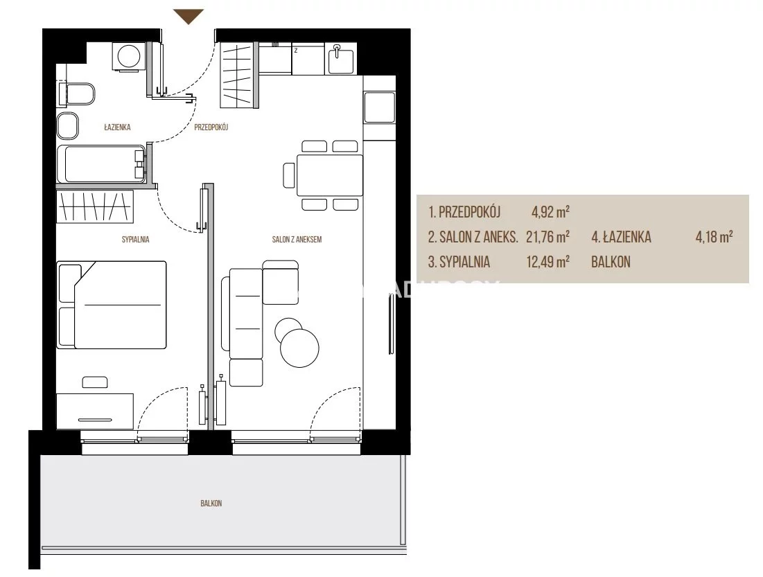 2 pokoje, mieszkanie 43,35 m², piętro 6, oferta nr , BS2-MS-305386-13, Kraków, Łagiewniki-Borek Fałęcki, Łagiewniki, Wadowicka