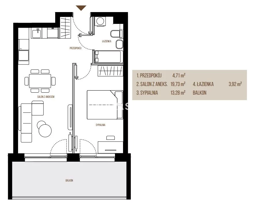 2 pokoje, mieszkanie 41,64 m², piętro 1, oferta nr , BS2-MS-305392-13, Kraków, Łagiewniki-Borek Fałęcki, Łagiewniki, Wadowicka