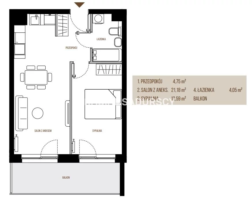 2 pokoje, mieszkanie 43,57 m², piętro 2, oferta nr , BS2-MS-305396-13, Kraków, Łagiewniki-Borek Fałęcki, Łagiewniki, Wadowicka