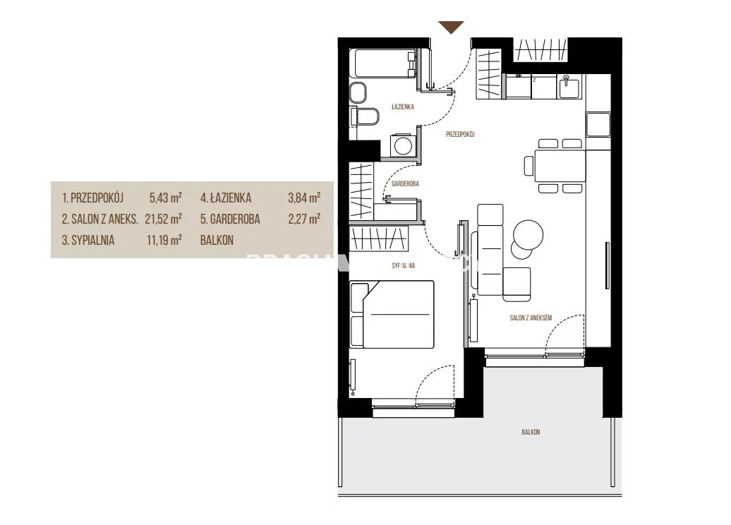 2 pokoje, mieszkanie 44,25 m², piętro 1, oferta nr , BS2-MS-305446-13, Kraków, Łagiewniki-Borek Fałęcki, Łagiewniki, Wadowicka