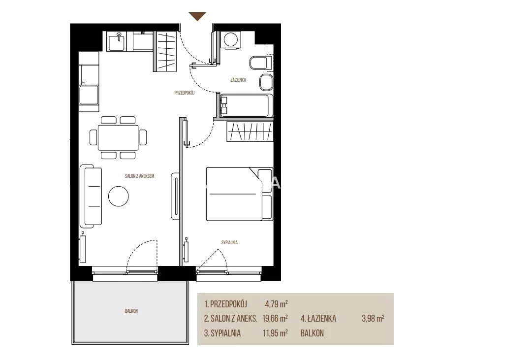2 pokoje, mieszkanie 40,38 m², piętro 2, oferta nr , BS2-MS-305460-13, Kraków, Łagiewniki-Borek Fałęcki, Łagiewniki, Wadowicka
