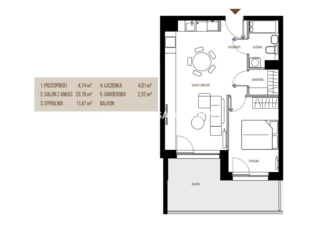 2 pokoje, mieszkanie 46,32 m², piętro 3, oferta nr , BS2-MS-305466-13, Kraków, Łagiewniki-Borek Fałęcki, Łagiewniki, Wadowicka