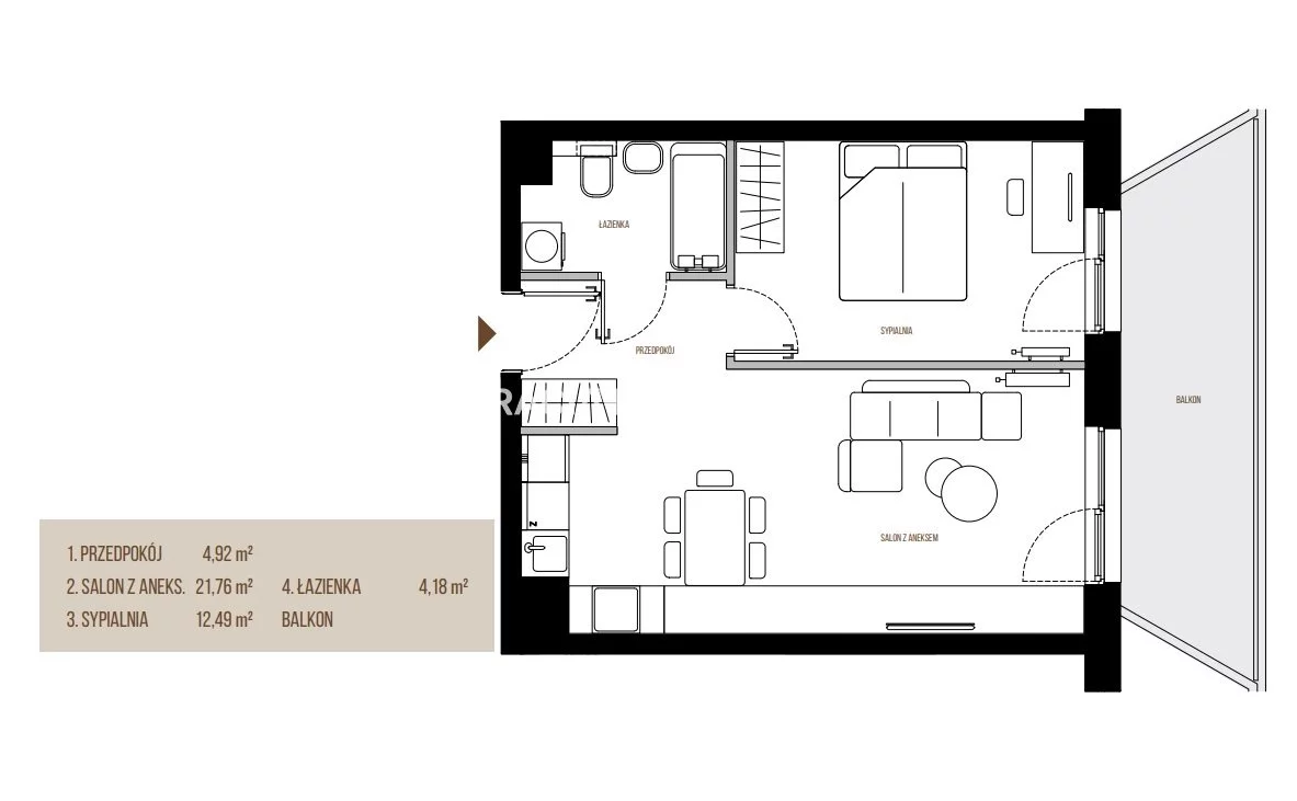 2 pokoje, mieszkanie 43,35 m², piętro 2, oferta nr , BS2-MS-305637-13, Kraków, Łagiewniki-Borek Fałęcki, Łagiewniki, Wadowicka