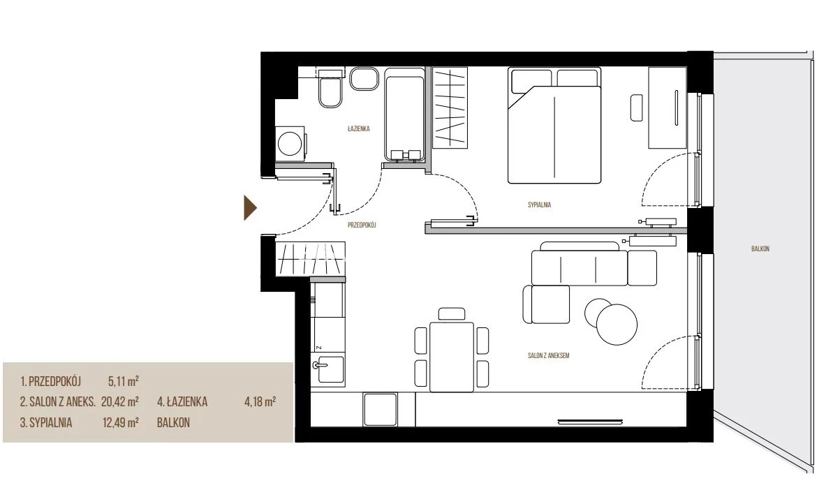 2 pokoje, mieszkanie 42,20 m², piętro 3, oferta nr , BS2-MS-305657-13, Kraków, Łagiewniki-Borek Fałęcki, Łagiewniki, Wadowicka