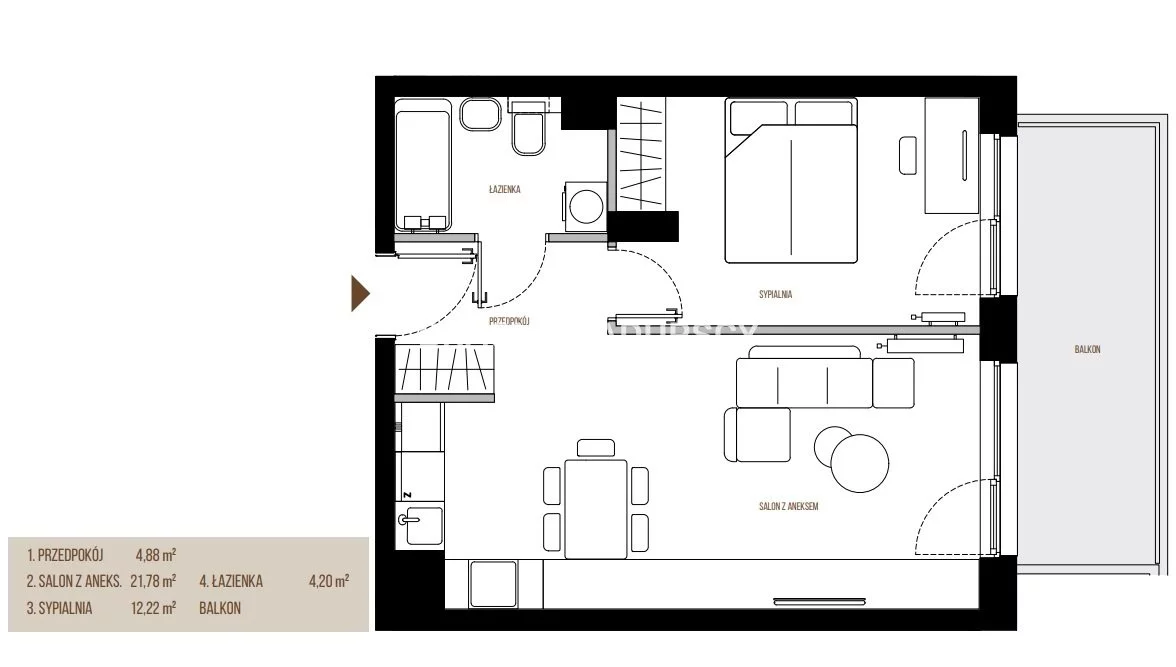 2 pokoje, mieszkanie 43,08 m², piętro 4, oferta nr , BS2-MS-305681-13, Kraków, Łagiewniki-Borek Fałęcki, Łagiewniki, Wadowicka