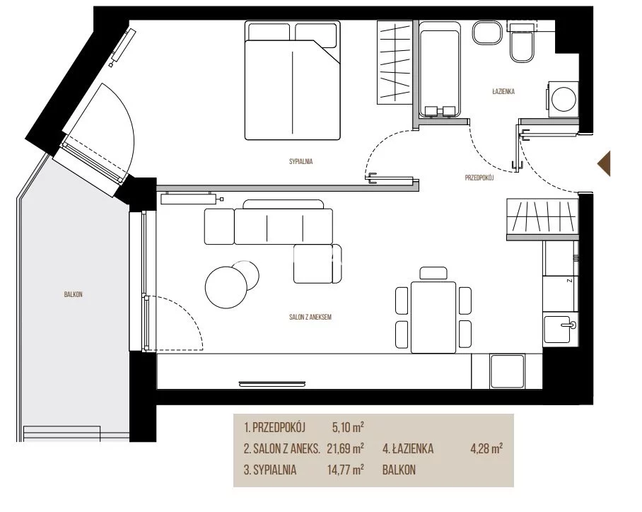 2 pokoje, mieszkanie 45,84 m², piętro 5, oferta nr , BS2-MS-305355-13, Kraków, Łagiewniki-Borek Fałęcki, Łagiewniki, Wadowicka