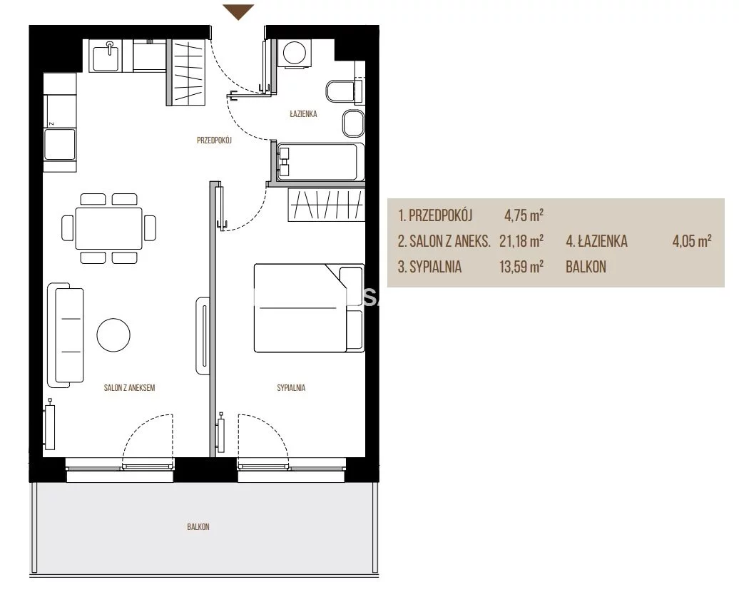 2 pokoje, mieszkanie 43,57 m², piętro 3, oferta nr , BS2-MS-305405-13, Kraków, Łagiewniki-Borek Fałęcki, Łagiewniki, Wadowicka