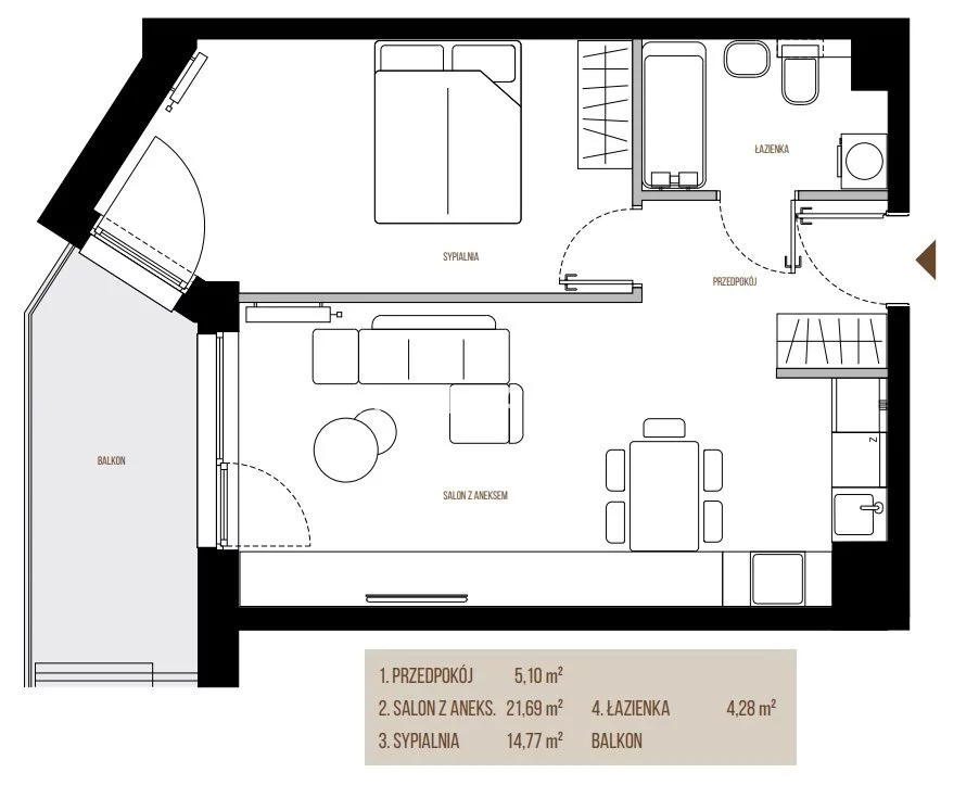 2 pokoje, mieszkanie 45,84 m², piętro 6, oferta nr , BS2-MS-305361-13, Kraków, Łagiewniki-Borek Fałęcki, Łagiewniki, Wadowicka