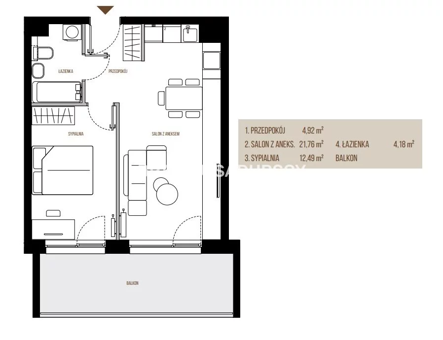 2 pokoje, mieszkanie 43,35 m², piętro 2, oferta nr , BS2-MS-305367-13, Kraków, Łagiewniki-Borek Fałęcki, Łagiewniki, Wadowicka