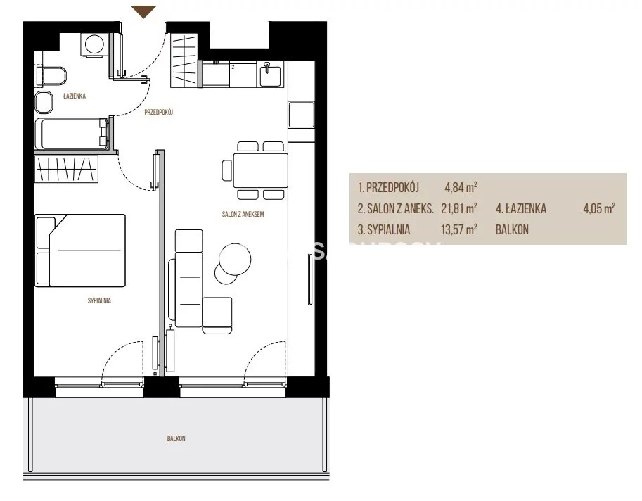 2 pokoje, mieszkanie 44,27 m², piętro 1, oferta nr , BS2-MS-305390-13, Kraków, Łagiewniki-Borek Fałęcki, Łagiewniki, Wadowicka