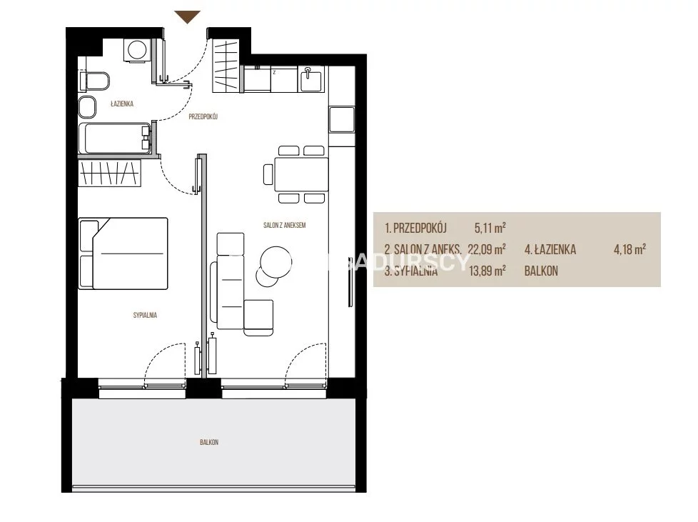 2 pokoje, mieszkanie 45,27 m², piętro 4, oferta nr , BS2-MS-305411-13, Kraków, Łagiewniki-Borek Fałęcki, Łagiewniki, Wadowicka