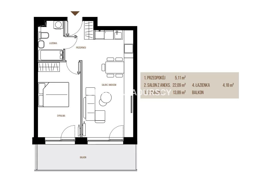 2 pokoje, mieszkanie 45,27 m², piętro 5, oferta nr , BS2-MS-305415-13, Kraków, Łagiewniki-Borek Fałęcki, Łagiewniki, Wadowicka