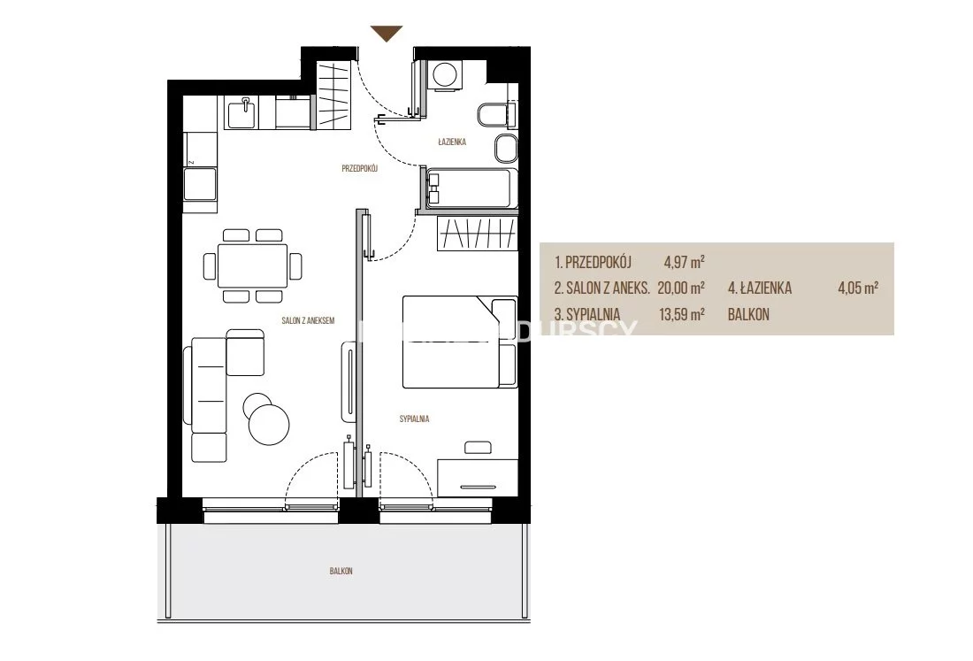 2 pokoje, mieszkanie 42,61 m², piętro 5, oferta nr , BS2-MS-305417-13, Kraków, Łagiewniki-Borek Fałęcki, Łagiewniki, Wadowicka