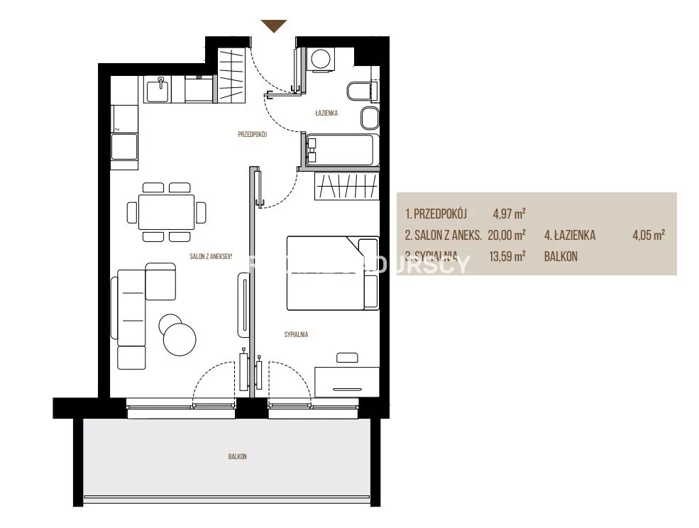 2 pokoje, mieszkanie 42,61 m², piętro 6, oferta nr , BS2-MS-305422-13, Kraków, Łagiewniki-Borek Fałęcki, Łagiewniki, Wadowicka