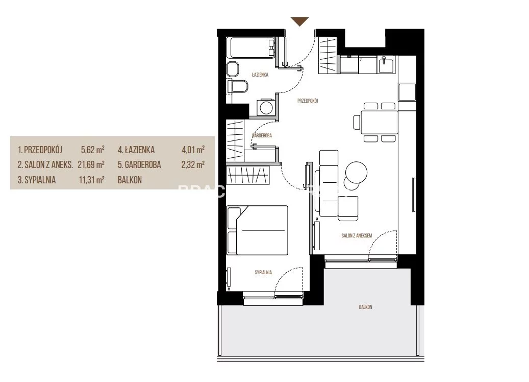 2 pokoje, mieszkanie 44,95 m², piętro 2, oferta nr , BS2-MS-305455-13, Kraków, Łagiewniki-Borek Fałęcki, Łagiewniki, Wadowicka