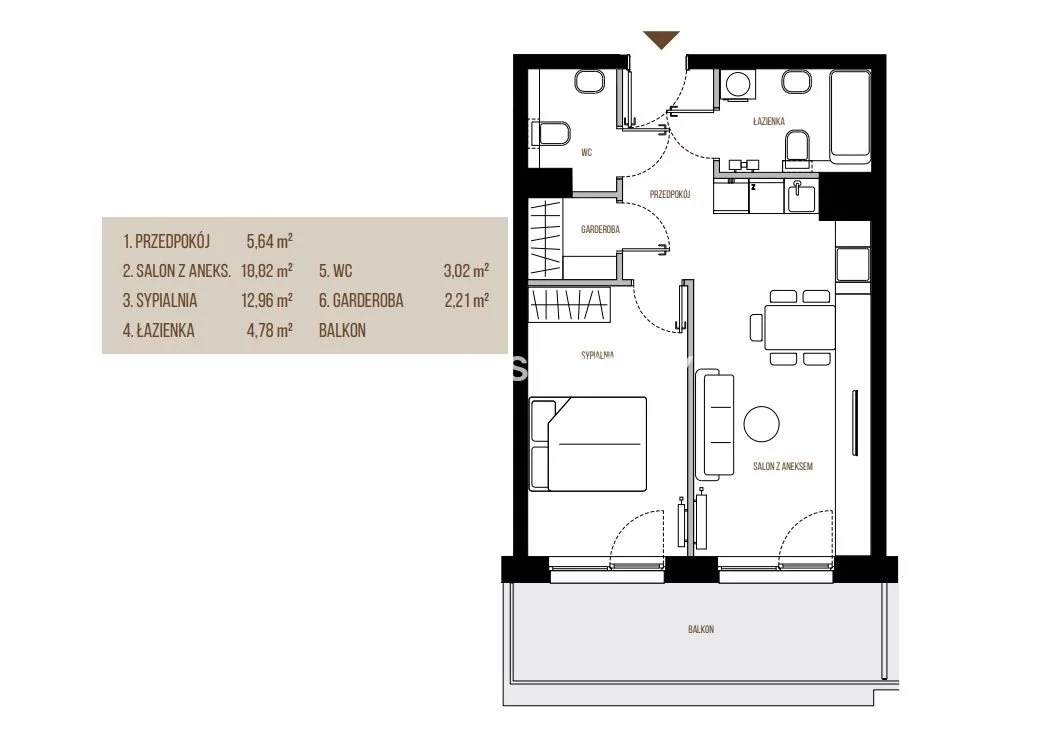2 pokoje, mieszkanie 47,43 m², piętro 2, oferta nr , BS2-MS-305459-13, Kraków, Łagiewniki-Borek Fałęcki, Łagiewniki, Wadowicka