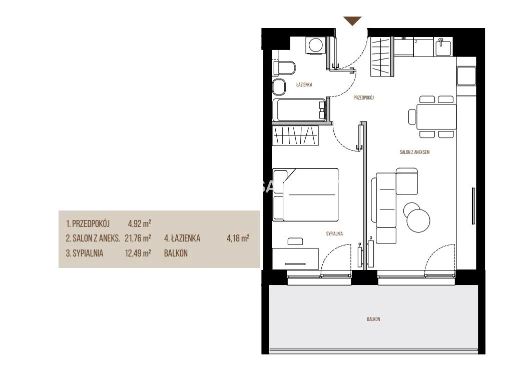 2 pokoje, mieszkanie 43,35 m², piętro 2, oferta nr , BS2-MS-305595-13, Kraków, Łagiewniki-Borek Fałęcki, Łagiewniki, Wadowicka
