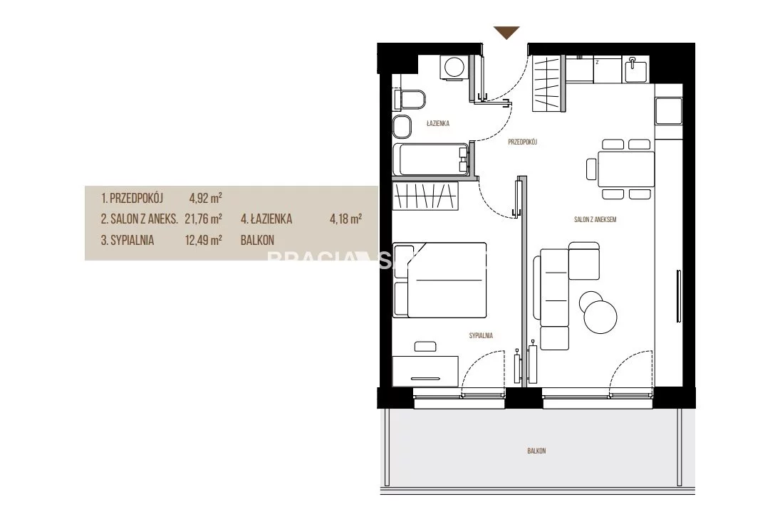 2 pokoje, mieszkanie 43,35 m², piętro 3, oferta nr , BS2-MS-305599-13, Kraków, Łagiewniki-Borek Fałęcki, Łagiewniki, Wadowicka