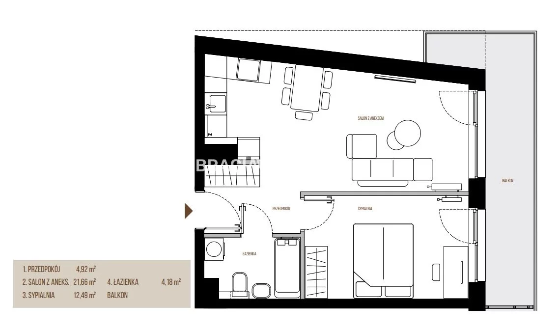 2 pokoje, mieszkanie 43,25 m², piętro 2, oferta nr , BS2-MS-305674-13, Kraków, Łagiewniki-Borek Fałęcki, Łagiewniki, Wadowicka