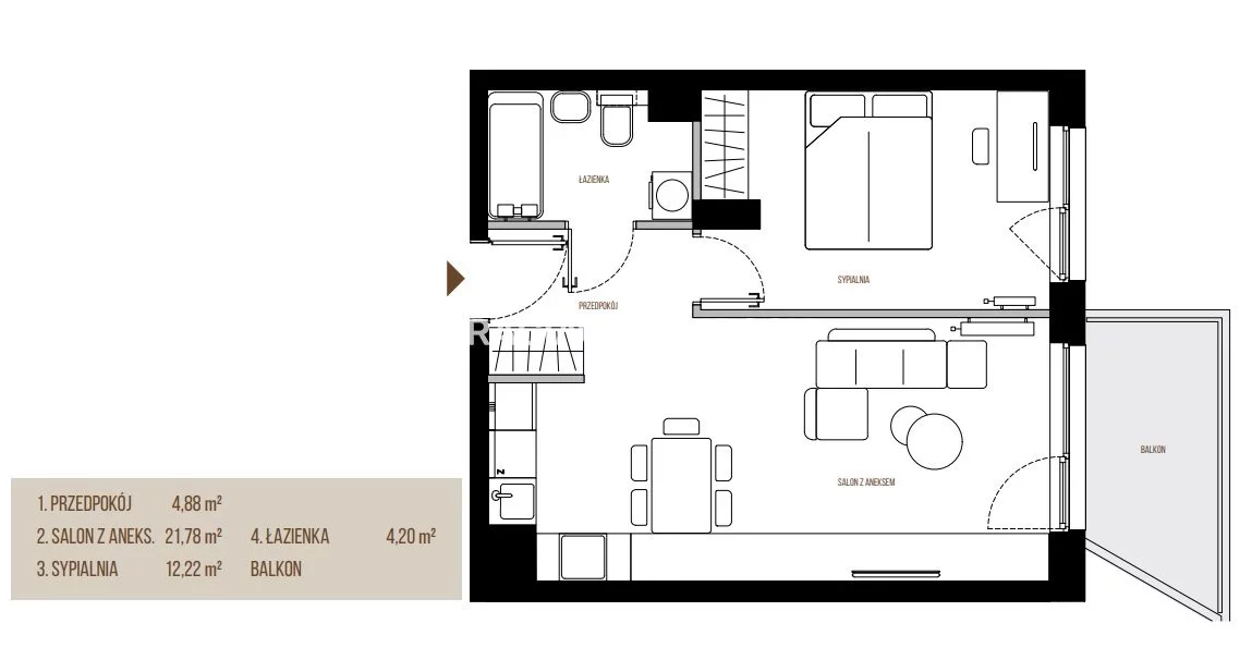 2 pokoje, mieszkanie 43,08 m², piętro 3, oferta nr , BS2-MS-305677-13, Kraków, Łagiewniki-Borek Fałęcki, Łagiewniki, Wadowicka