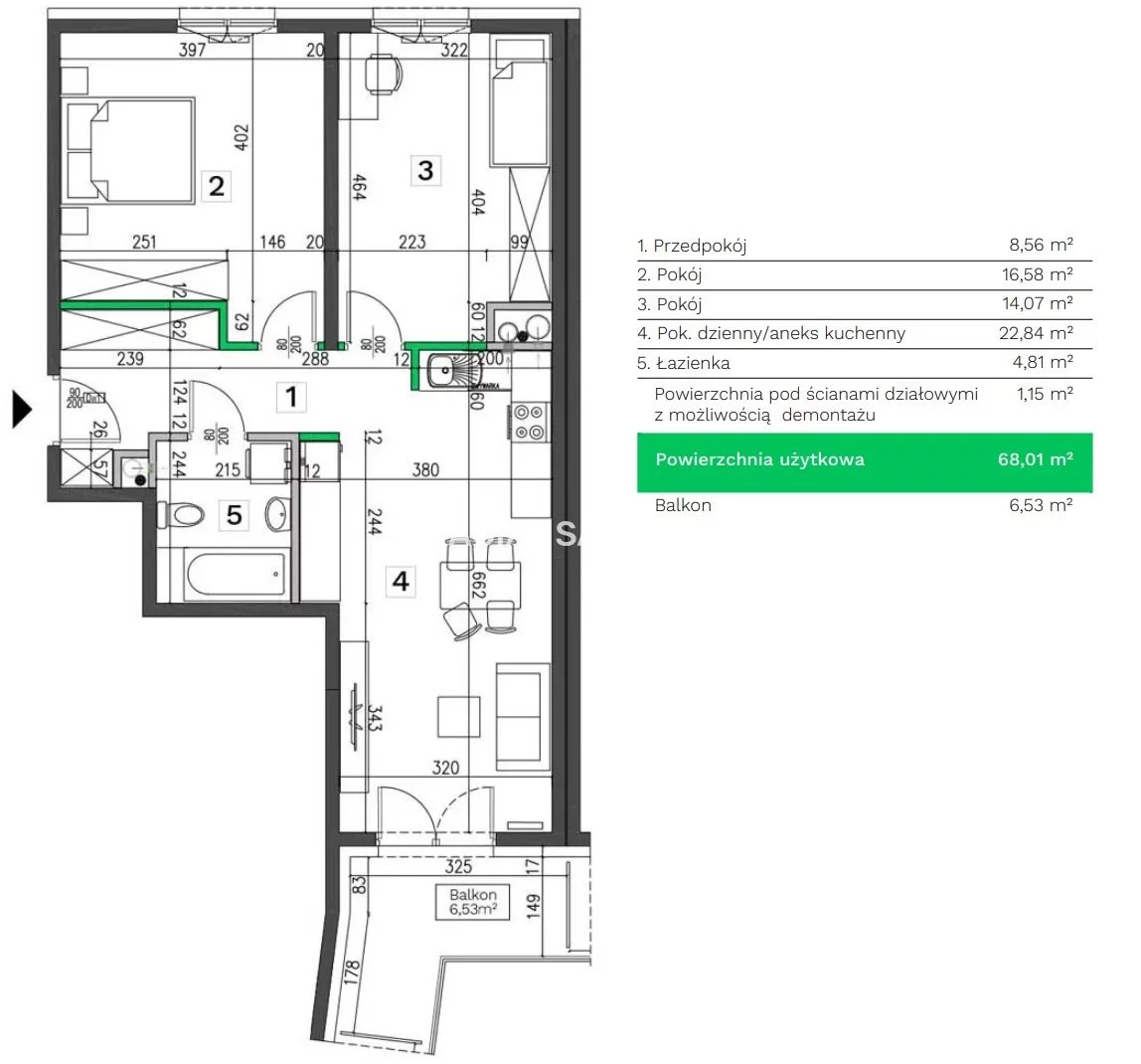 2 pokoje, mieszkanie 46,98 m², parter, oferta nr , BS2-MS-301974-34, Kraków, Podgórze Duchackie, Kurdwanów, Wincentego Witosa
