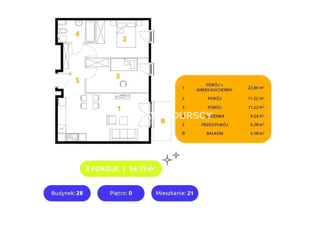 3 pokoje, mieszkanie 56,15 m², parter, oferta nr , BS2-MS-303495-92, Kraków, Prądnik Biały, 29 listopada - okolice