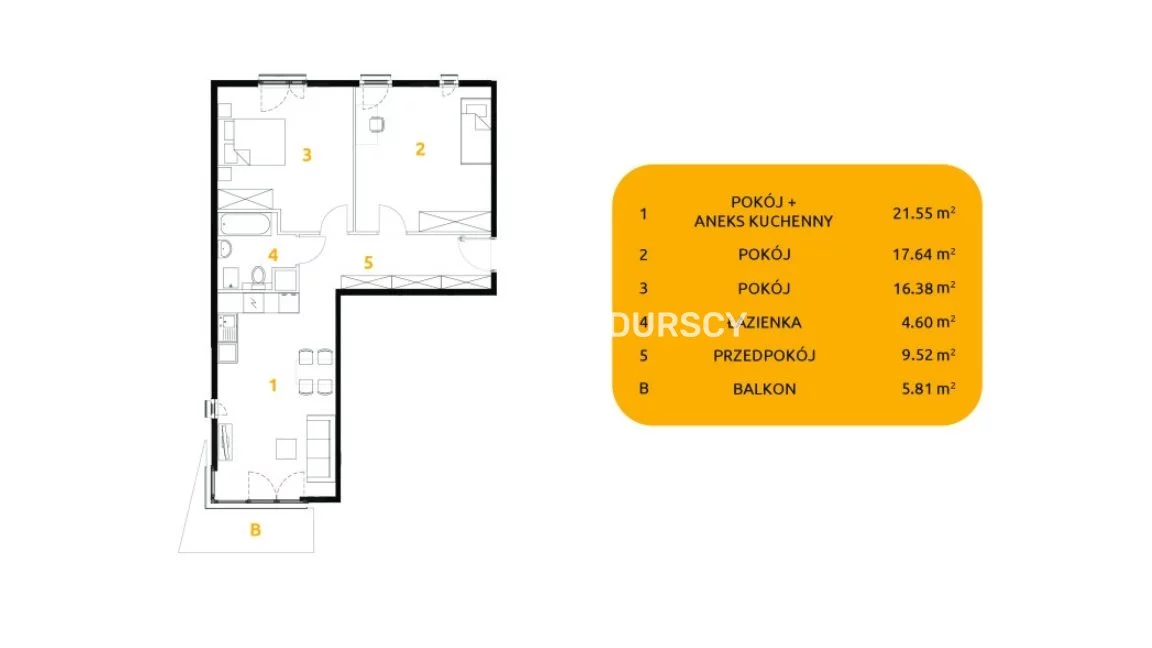 3 pokoje, mieszkanie 69,69 m², piętro 4, oferta nr , BS2-MS-303618-91, Kraków, Prądnik Biały, 29 listopada - okolice