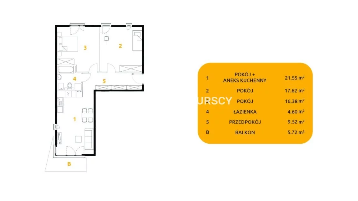 3 pokoje, mieszkanie 69,67 m², piętro 2, oferta nr , BS2-MS-304075-84, Kraków, Prądnik Biały, 29 listopada - okolice