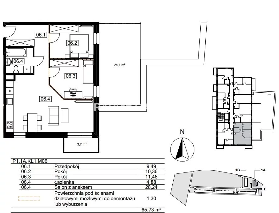 3 pokoje, mieszkanie 64,43 m², piętro 1, oferta nr , BS2-MS-310800-122, Kraków, Bieżanów-Prokocim, Osiedle Złocień, Agatowa