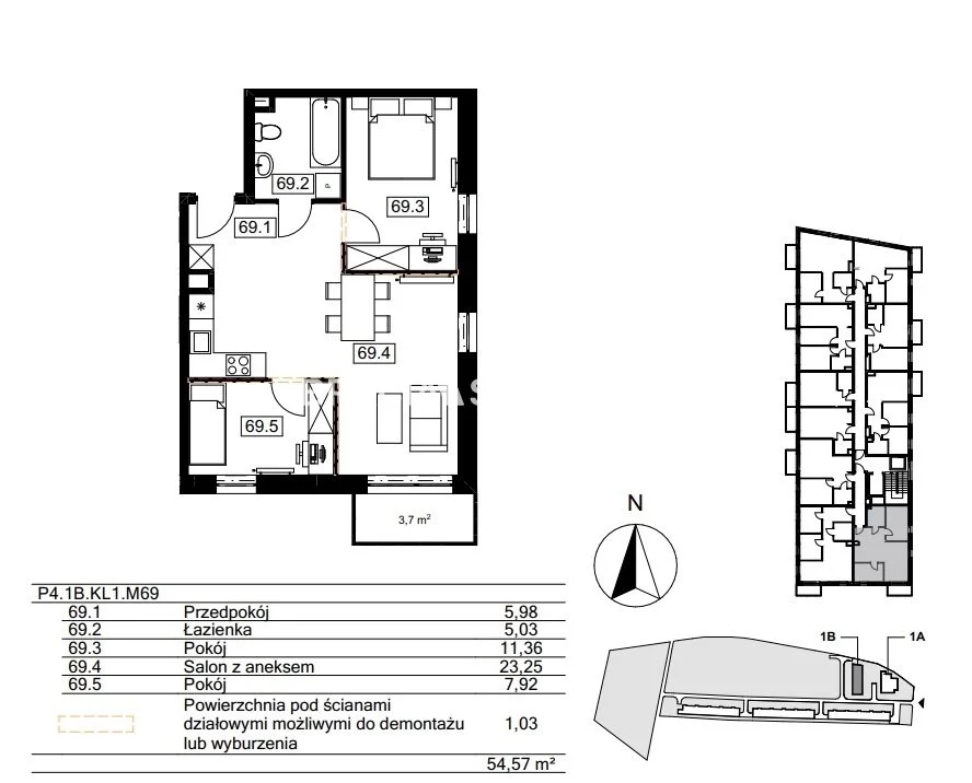 3 pokoje, mieszkanie 53,38 m², piętro 4, oferta nr , BS2-MS-310840-122, Kraków, Bieżanów-Prokocim, Osiedle Złocień, Agatowa