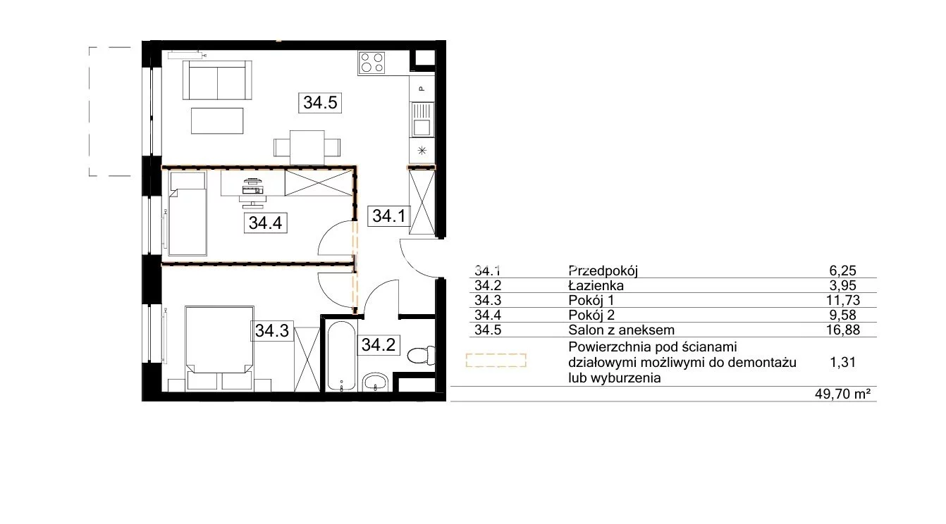 3 pokoje, mieszkanie 48,26 m², parter, oferta nr , BS2-MS-310862-122, Kraków, Bieżanów-Prokocim, Osiedle Złocień, Agatowa