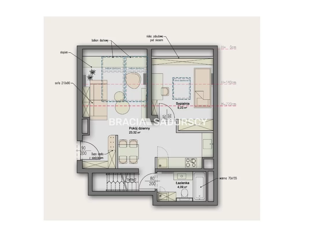 3 pokoje, mieszkanie 45,59 m², piętro 5, oferta nr , BS2-MS-310439-2, Kraków, Krowodrza, Aleja Kijowska