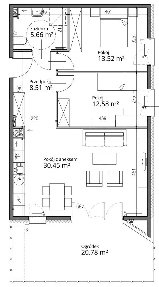 3 pokoje, mieszkanie 70,69 m², parter, oferta nr , BS2-MS-283158-25, Kraków, Bronowice, Bronowice Małe, Armii Krajowej - okolice