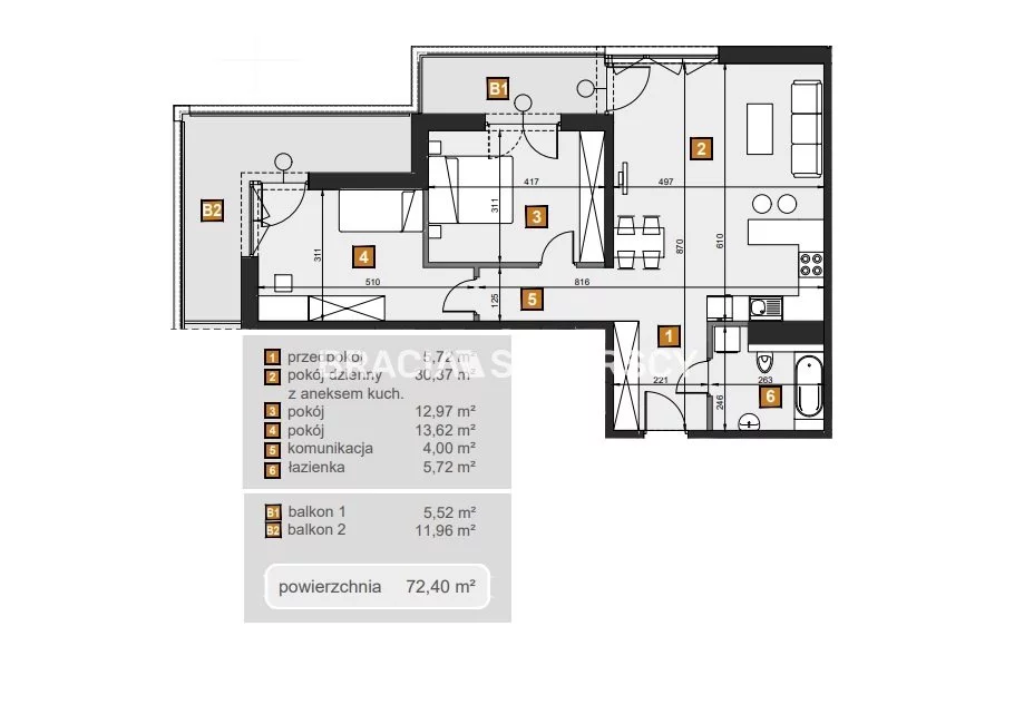 3 pokoje, mieszkanie 72,40 m², piętro 2, oferta nr , BS2-MS-307134-7, Kraków, Dębniki, Babińskiego